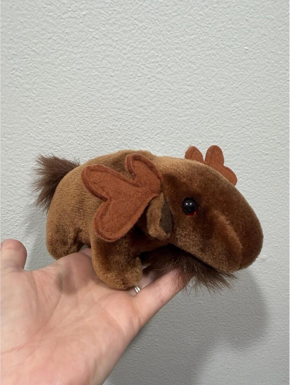 Vintage 7" long Princess Soft Toys Brown Moose Stuffed Animal Plush